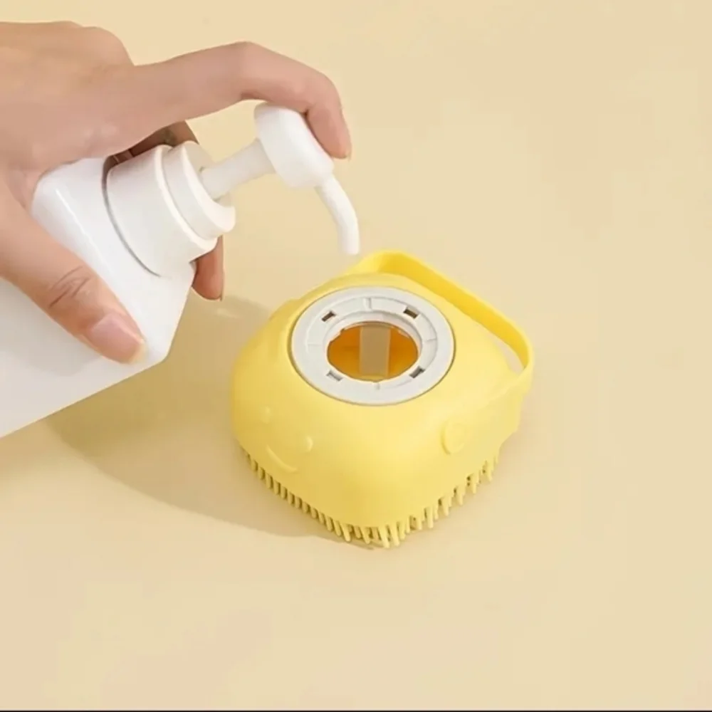 Silcone Pet Bath‎ Massaging Comb Yellow